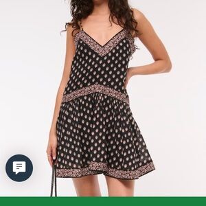 Abercrombie & Fitch Black Mini Dress with Blush Print